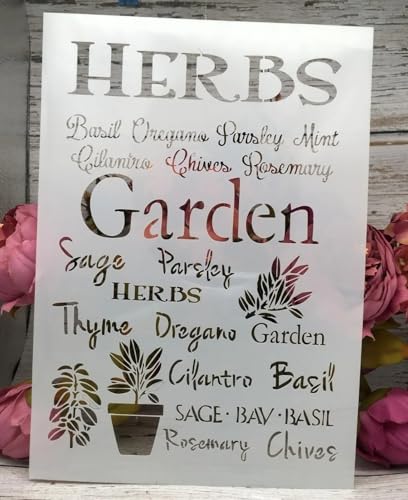 TIAMECH A4 Reusable Herbs Garden Stencil for Painting - style: Herbs Garden
