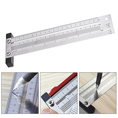 YWBL-WH T-Type Marking Ruler, 8 Inch Stainless Steel - size: 8 inches