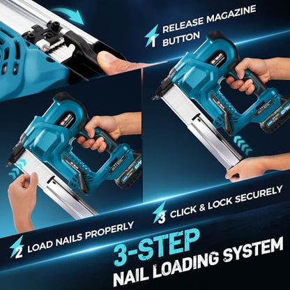 Cordless 2" Brad Nailer for Wood, 2-in-1 18GA Nail Gun, 2×2.0Ah Batteries