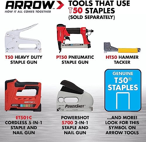 Arrow T50 9/16" Staples, 1250 Count - size: 9/16 in.