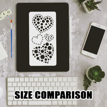 FINGERINSPIRE 8PCS Geometric Circle Stencils 4.7x9.4inch with a Brush Dot Bubble Stencils Sun Hearts Pattern Drawing Template Reusable PET Plastic Painting Stencil for Wood Wall Home Decor DIY Project - style: Geometric Circle