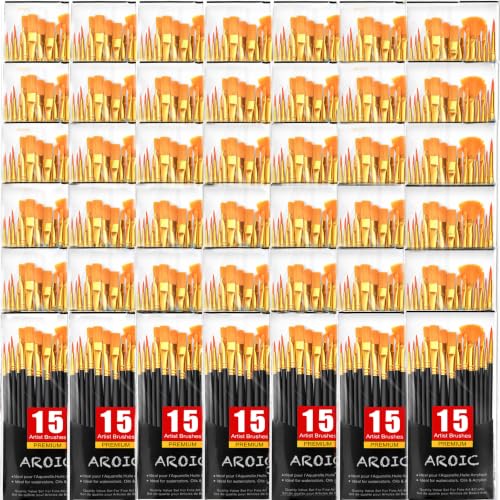 AROIC Acrylic Paint Brush Set,100 packs/1500pcs Nylon Hair Paint Brushes - size: 1500pcs-black