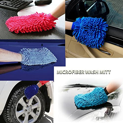House Cleaning and Car Wash Mitts, Home Dusting Microfiber Gloves, Washing Clean Polish Faster (2-Pack, Green) - color: Green