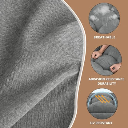 Wingback Rocking Chair Cushion Set, Medium, Grey - color: Grey, size: 28 x28 x3 in & 18.5 x18.5 x4 inch