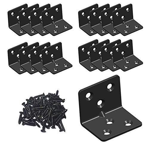 Black Stainless Steel Shelf Bracket,Joint Right Angle Bracket,L Shape Heavy Duty Metal Corner Brace Shelf Supporter for Wood Aufuga (16, 1.5x1.2x1.2) - size: 1.5x1.2x1.2