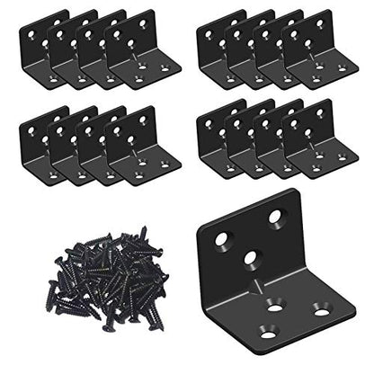 Black Stainless Steel Shelf Bracket,Joint Right Angle Bracket,L Shape Heavy Duty Metal Corner Brace Shelf Supporter for Wood Aufuga (16, 1.5x1.2x1.2) - size: 1.5x1.2x1.2