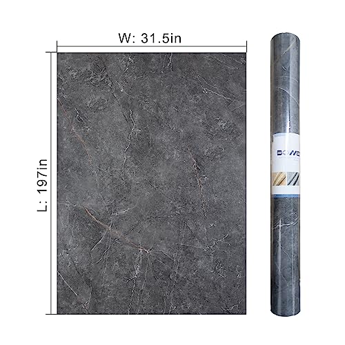 Gray Marble Contact Paper Peel Stick Grey Glossy Thick Granite Marble Wallpaper for Countertop 31.5x197 inch Waterproof Self Adhesive Furniture Stickers Kitchen Counter Bathroom Wall Vinyl Decor