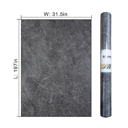 Gray Marble Contact Paper Peel Stick Grey Glossy Thick Granite Marble Wallpaper for Countertop 31.5x197 inch Waterproof Self Adhesive Furniture Stickers Kitchen Counter Bathroom Wall Vinyl Decor