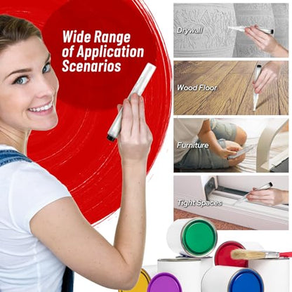 Fillable Touch Up Paint Pen Brush, 3 Pcs Paint Pen for Wall Touch Up, Refillable Paint Pens for Walls, Wood Floors, Cabinets, Windows, Doors,Refillable Touch-Up Paint Pens