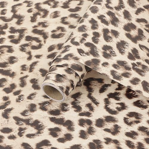 Arthome Leopard Print Peel and Stick Wallpaper 17" x 240" - color: Leopard Print, size: 17" x 240"