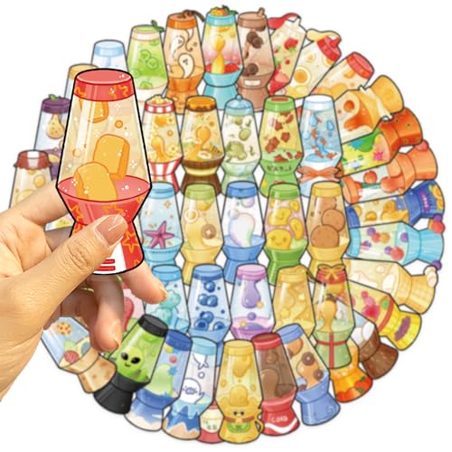 50pcs Lava lamp Stickers for Laptop Water Bottles, Transparent PET Waterproof Adhesive Lava Light Decals for Kids Birthday Party Scrapbook Phone (Lava Light) - color: Lava Light