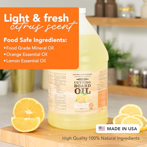 CLARK's Cutting Board Oil 128 oz, Food Grade Mineral Oil with Citrus Scent - style: Orange & Lemon Extract - 128 Oz