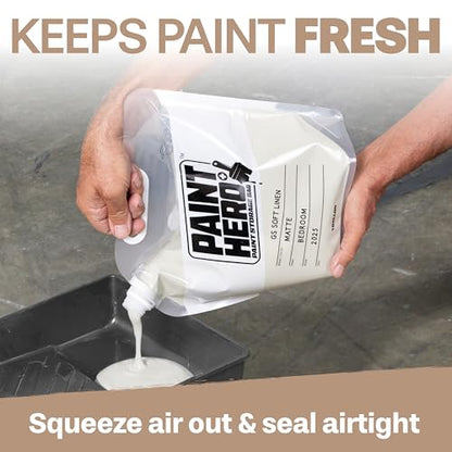 Paint Hero 8 Pack Paint Storage Bags - Airtight Refillable 1 Gallon Pouches with Funnel