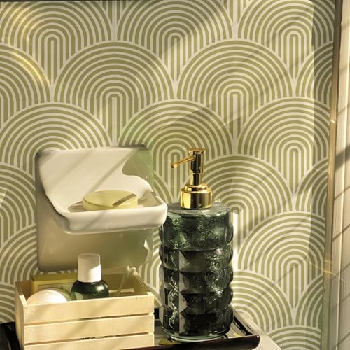 7.78"x7.87"- Abstract Aesthetic Matte Wall Tile Sticker Transfer Peel and Stick, Self-Adhesive Vinyl Backsplsh Tile Decals for Kitchen Bathroom-20PCS - color: Sage Green, size: 7.87"×7.87"-20 pcs