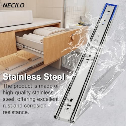 NECILO 18 Inch Stainless Steel Soft Close Drawer Slides, 100lb - size: 18 Inch