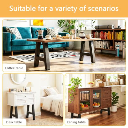 Metal Furniture Legs, Black Set of 2, 16H x 11W - size: 16 IN