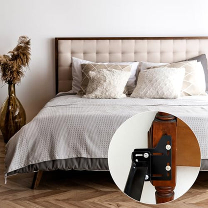 4PCS Bed Frame Brackets, Bed Frame Adapter Brackets, Black