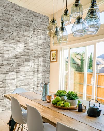 Jeweluck Faux Stone Wallpaper Peel and Stick Brick Wallpaper 17.7”×118.1” - color: A Beige, size: 17.7" x 118.1"