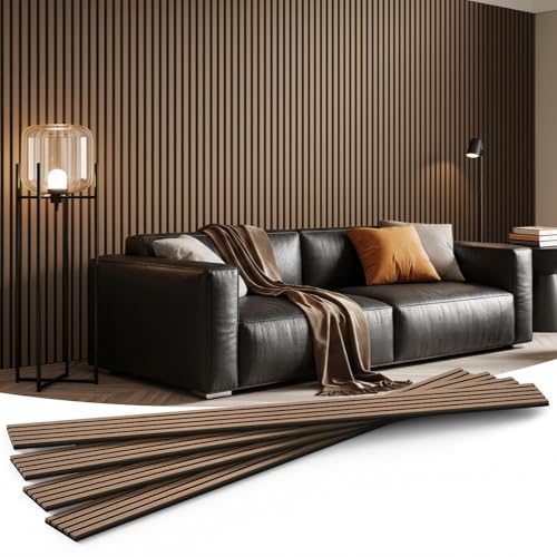 INMOZATA Soundproof Wood Slat Wall Panels, 4 Pack 94.5" x 7.9", Walnut - color: Natural Walnut, size: 94.5"x7.9”