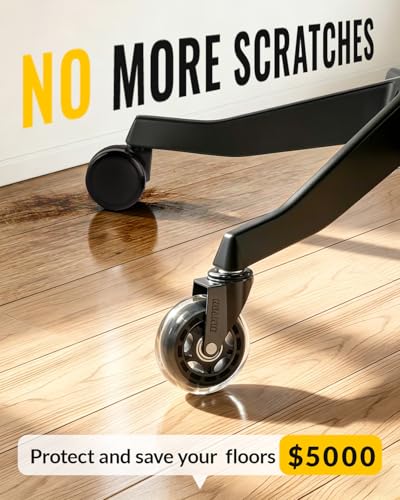 HOLKIE Office Chair Wheels Universal Fit Roller Blade Casters - color: Clear