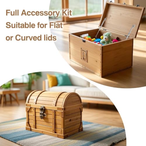 HBL'2 Pack Soft Close Toy Box Hinges for Heacy Curved, Round, Arched Lids