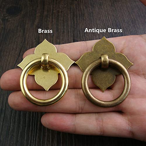 dophee 4Pcs Brass Drawer Pulls Ring Dresser Knobs, 1.89"x1.69" - color: Brass
