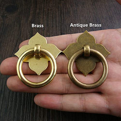 dophee 4Pcs Brass Drawer Pulls Ring Dresser Knobs, 1.89"x1.69" - color: Brass