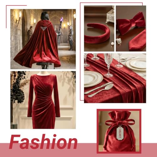 Stretch Velvet Fabric by the Yard Red 60 Inch Wide 1 Yard - color: Red, size: 1 Yard