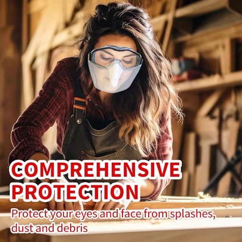 Grinding Face Shield with Goggles, Anti-Fog and Scratch-Resistant Coating - style: Goggles + Shield