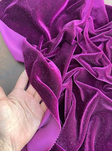 Premium Stretch Velvet Fabric by The Yard - Wrinkle-Resistant - Soft - Upholstery Fabric - Polyester Spandex Blend - for Clothing and Crafts - Resistant – 58-60 Inches Wide (Magenta, 1 Yard) - color: Magenta, size: 1 Yard