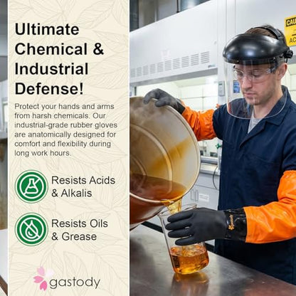 Gastody™ - Chemical Resistant Gloves, Reusable,Heavy Duty Safety Work Gloves,Resist Acid,Oil,Alkali - S-M-L-XL-XXL Size - size: X-Large, style: Extra-long 27.5"