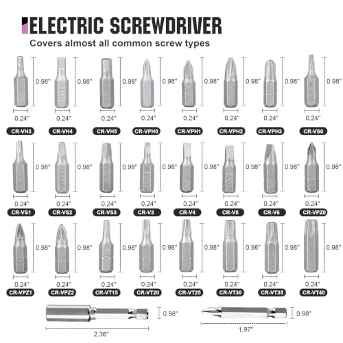 Rechargeable Cordless Electric Screwdriver Set, 28‑Piece Bit - color: Pink