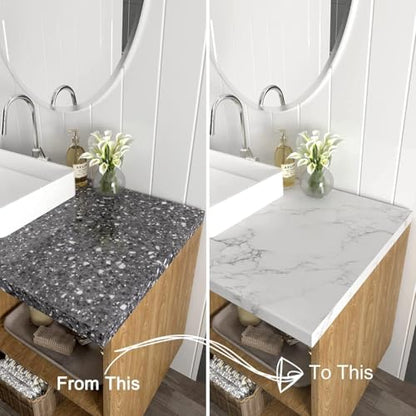 Decotalk Marble Contact Paper Marble Wallpaper Peel and Stick Marble Countertop Vinyl Wrap Waterproof Matte White Marbles Contact Paper for Kitchen Counter Removable Wallpaper Vinyl Marbles 12"x120" - size: 12" x 120"