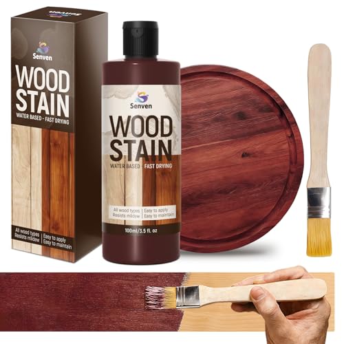 SENVEN Wood Stain, Red Cherry Wood Stain, 100ml Woods-Stain for Woods, Furniture, Cabinet, Fast Drying Woods-Stain, Non-Toxic Wood-Stains, Water Based & Low Odor Wood-Stains, Indoor & Outdoor Stains - color: Red Cherry, size: 3.5 Fl Oz