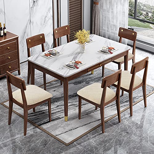 Genina Waterproof Seat Covers for Dining Room Chairs, Stretch Chair Covers Removable Washable Dinning Room Kitchen Chair Seat Cushion Slipcovers (Jacquard-Beige, 6 PCS) - color: Jacquard-beige, size: 6 PCS