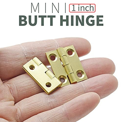 8Pcs 1" Brass Mini Butt Hinges Jewelry Box Cabinet