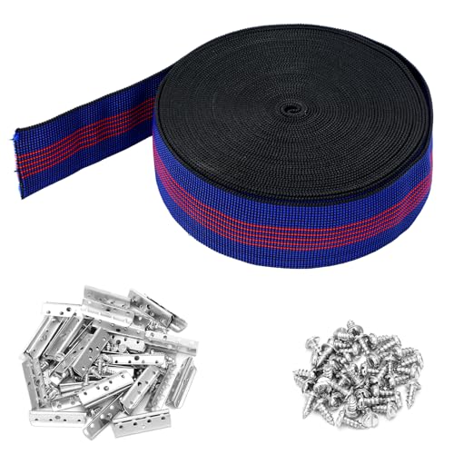Threehoney 2 Inch Wide x 40 ft Chair Webbing Replacement Kit Blue - color: Blue