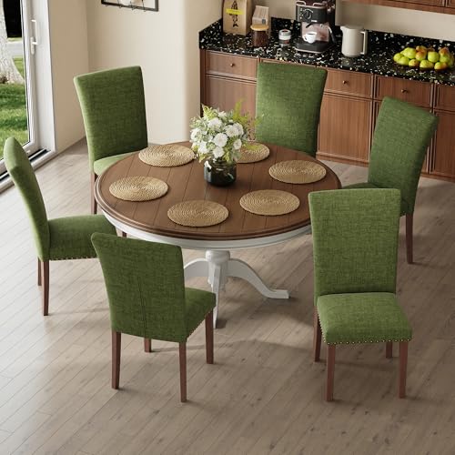 COLAMY Upholstered Parsons Dining Chairs Set of 6 - color: F-green, size: Set of 6