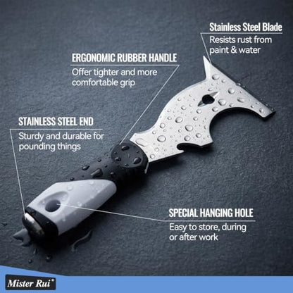 Mister Rui 10-in-1 Putty Knife, MultiUse Paint Scraper Tool, Hammer End