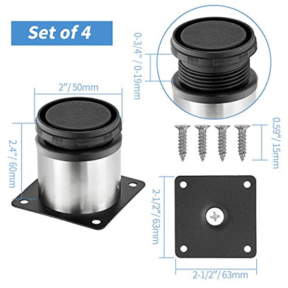 Stainless Steel Adjustable Furniture Legs 2.5 Inch - Silver, 4pcs - color: Silver, size: 2.5"
