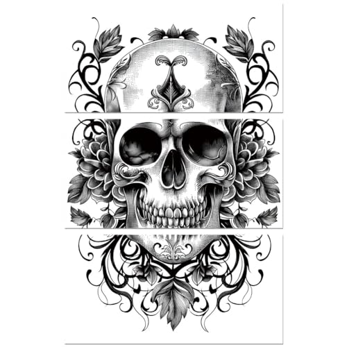 Peacoblue Black White Skull Rub On Transfers for Furniture Craft 6"x12" - style: Black and White Skull