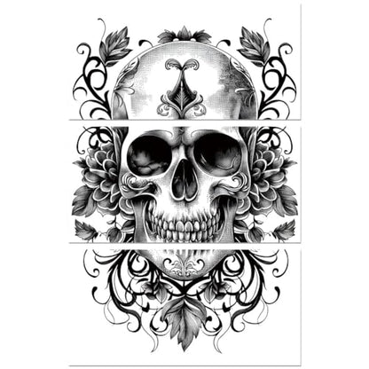 Peacoblue Black White Skull Rub On Transfers for Furniture Craft 6"x12" - style: Black and White Skull