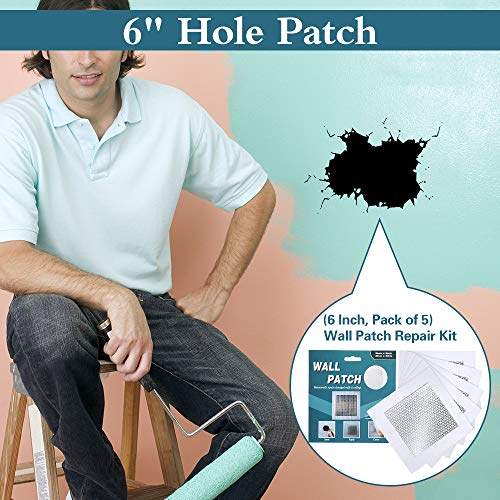 Drywall Repair Kit, 6 pcs, Aluminum Wall Repair Patch Kit - size: 6" x 6" - 5 Pcs