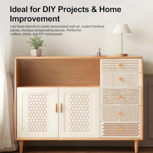 32-Piece Reusable Geometric & Textured Stencils Set – Perfect for Crafts, Painting, Walls & Furniture | Durable, Easy-to-Use Stencils for DIY Projects