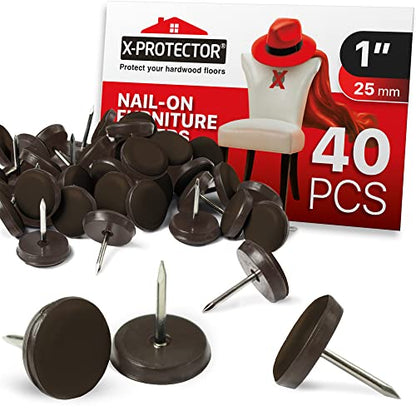 Chair Glides X-PROTECTOR – 1" Furniture Glides 40 pcs – (Brown) - size: 1" 40 PCS Brown