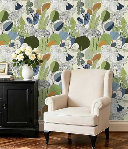 Peel and Stick Wallpaper Floral Leopard Renter Friendly Wallpaper