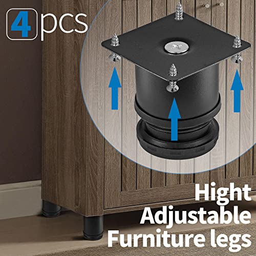 Stainless Steel Adjustable Furniture Legs 2.5 Inch - Black - 4pcs - color: Black, size: 2.5"