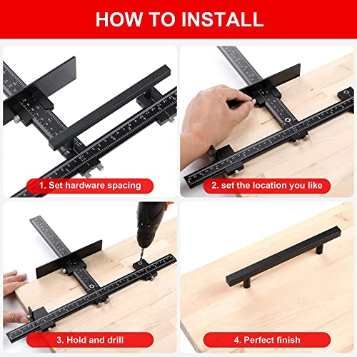 Cabinet Hardware Jig for Handles, Adjustable Template with Convenient and Precise Installation for Door and Drawer Knobs,Pulls,Tool Accessories Jig of Aluminum Alloy