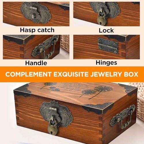 1 Set Jewelry Box Hinges Hasp Catch Handles Lock, Retro Engraved Decorative - color: 8 PCS