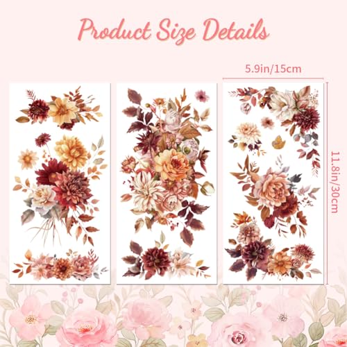 Peacoblue Flowers Corner Rub On Transfers for Furniture Craft 6"x12" - style: Flowers Corner